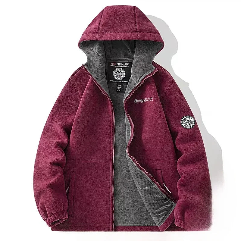 veste polaire double couche homme bordeaux