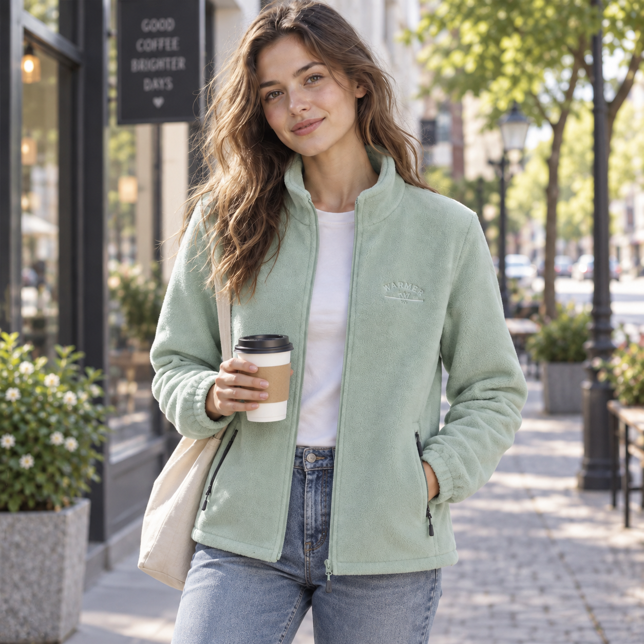 veste verte femme pilou pilou chaude cocooning