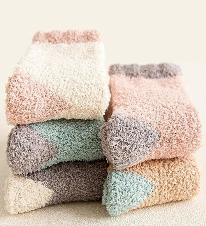Chaussette douce rose et grise pour femme