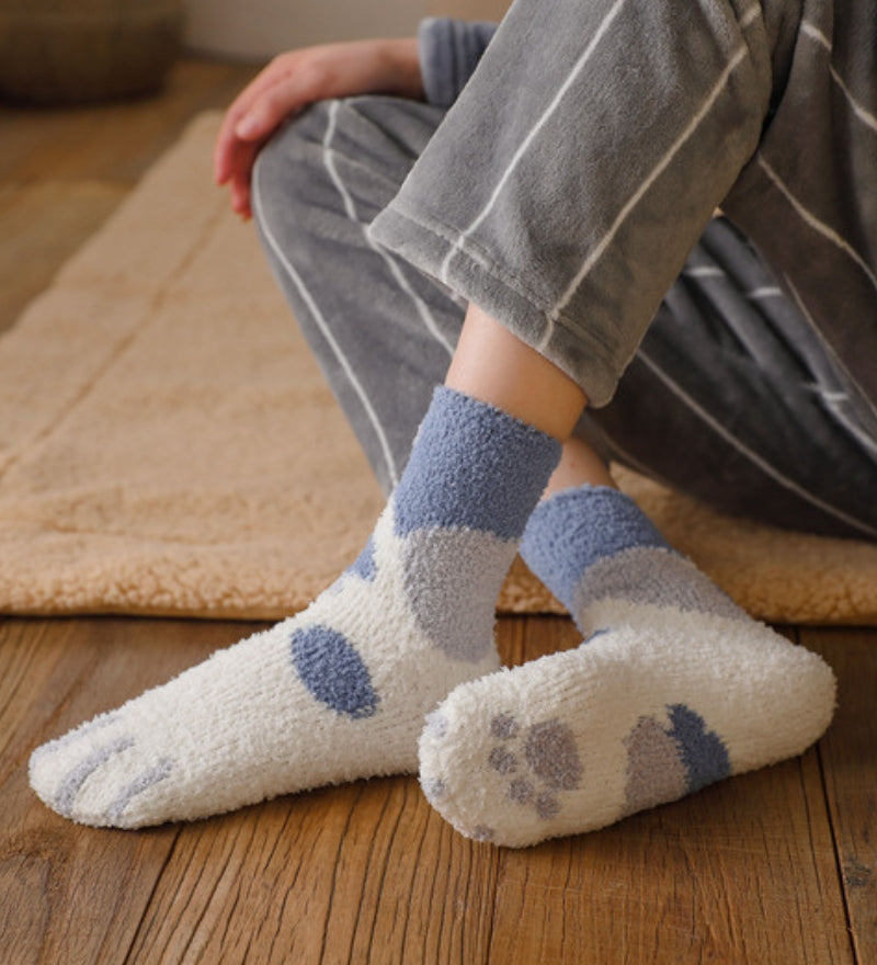 Chaussette bleues et blanches en laine de Pilou