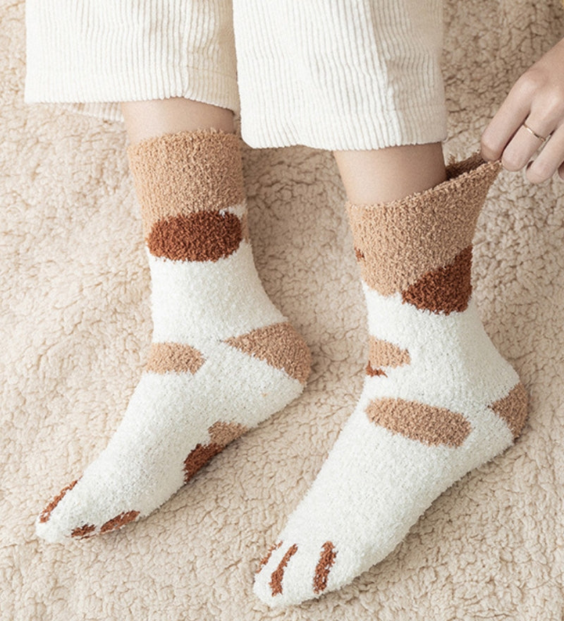 Chaussette à motif de chat en matière Pilou