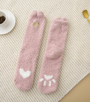Chaussette rose à motif de chat en fourrure 