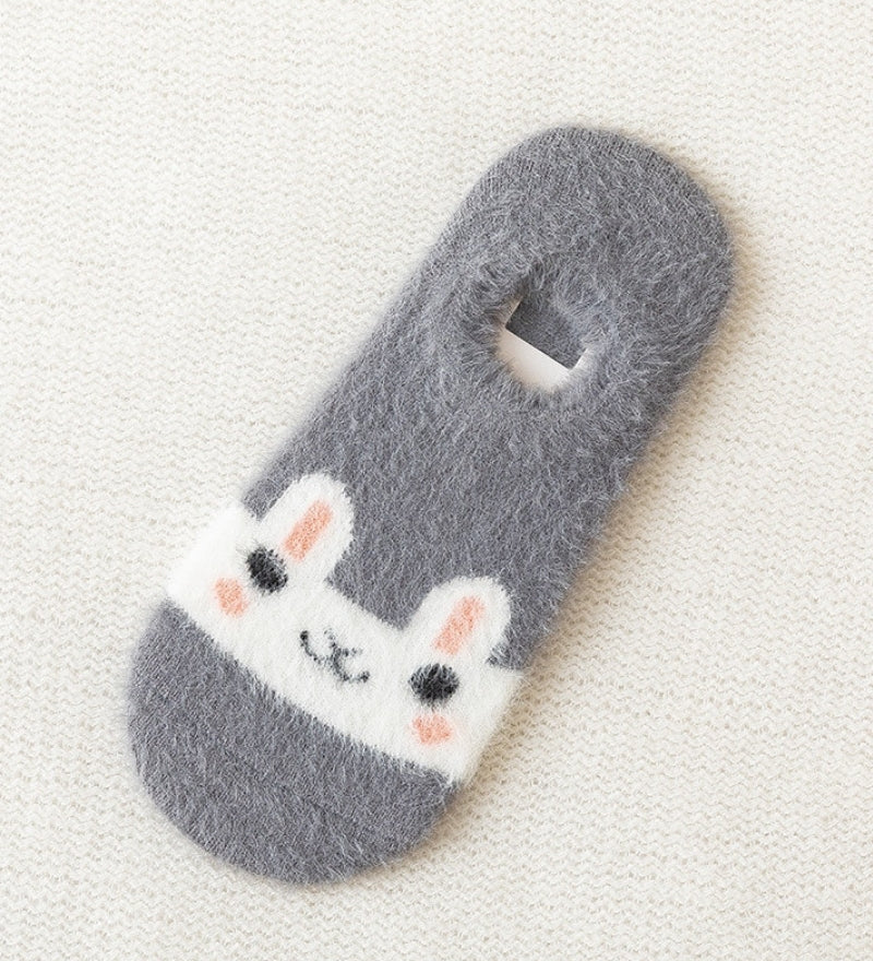 Chaussette en matière Pilou Pilou à motif de lapin de couleur gris