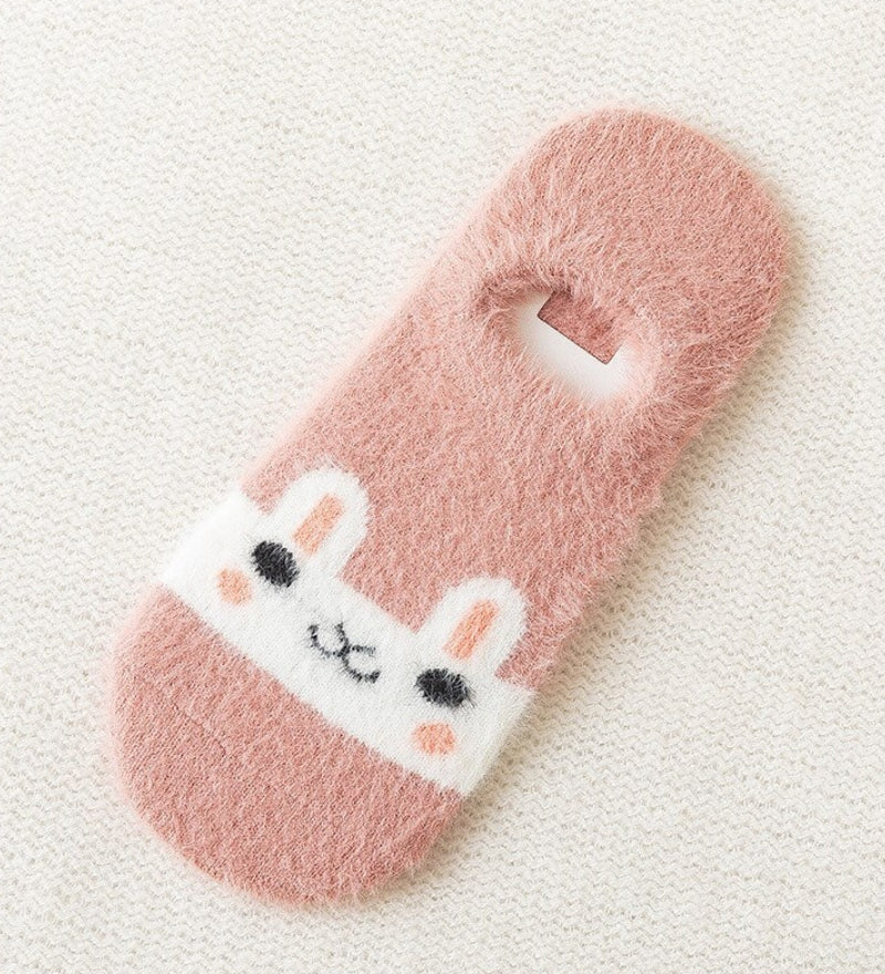 Chaussette en matière Pilou Pilou à motif de lapin de couleur rose