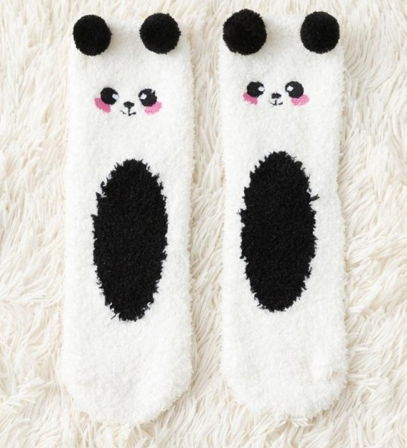 Chaussette à motif de panda en matière polaire