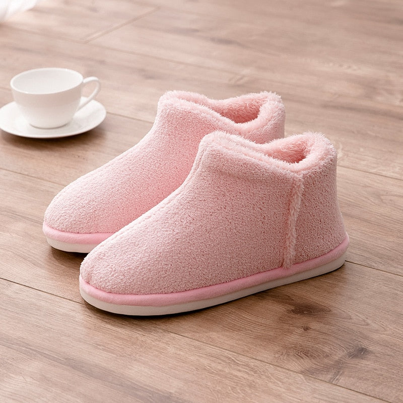 Chausson moelleux de couleur rose pastel