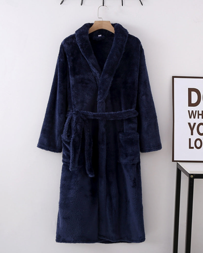 Chemise de nuit bleu marine pour homme en matière Pilou