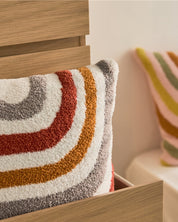 Coussin style bohème en matière molletonnée