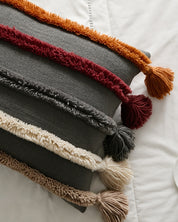 Coussin style bohème en matière peluche