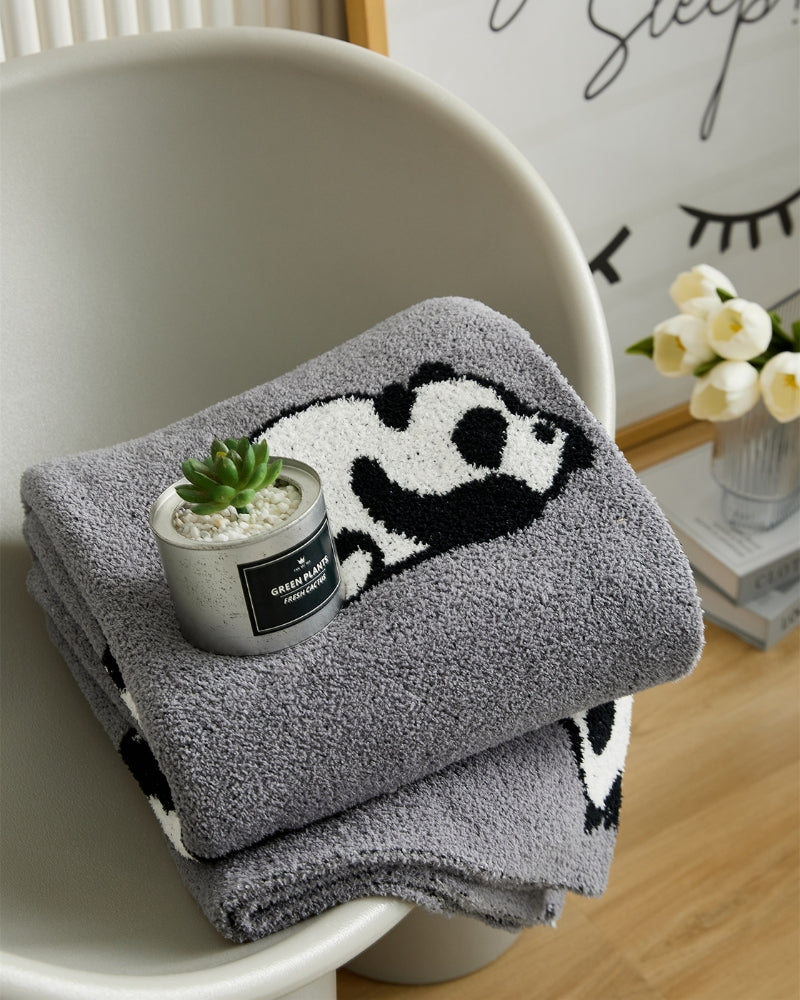 Couverture à motifs de panda en matière flanelle