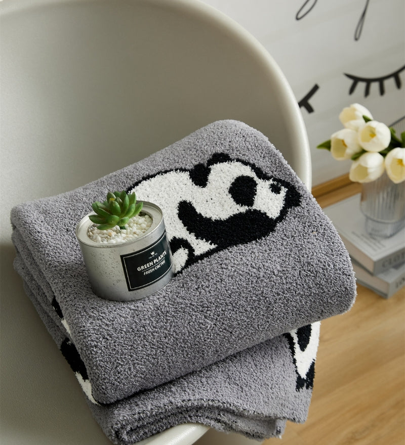 Couverture à motifs de panda en matière flanelle