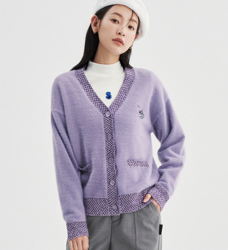 Gilet cocooning violet avec motifs