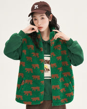 Gilet d'hiver vert avec motifs pour femme