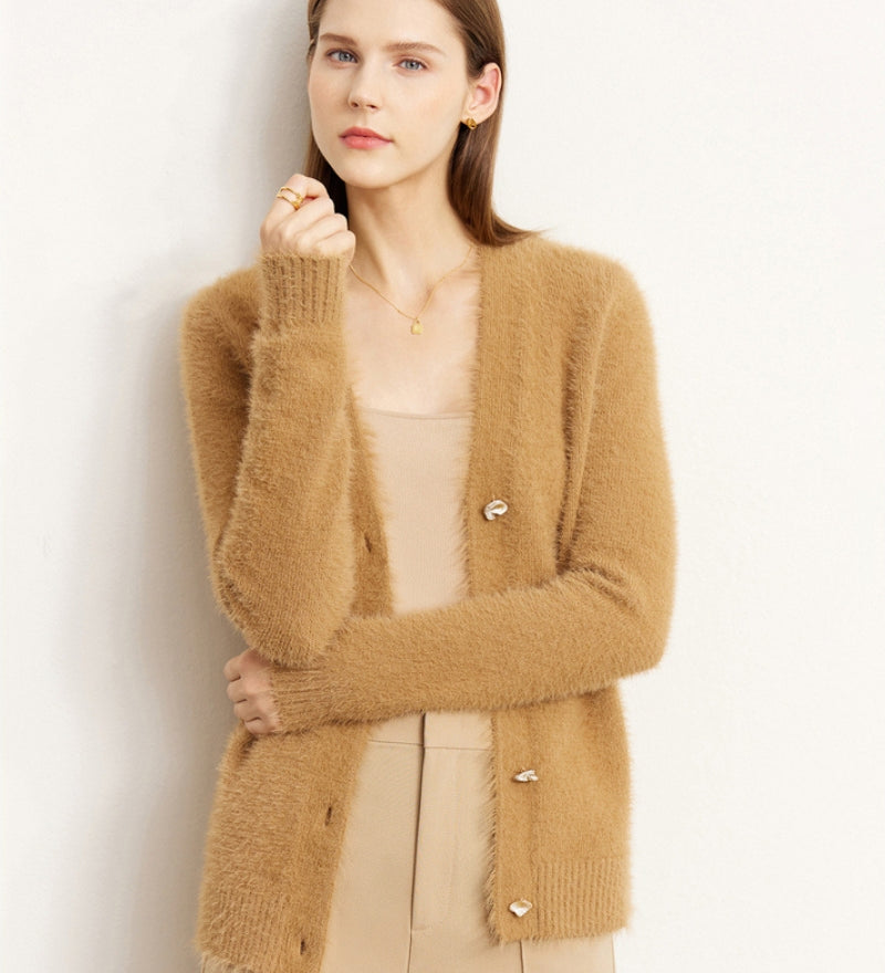Gilet en mouton synthétique couleur Camel pour femme