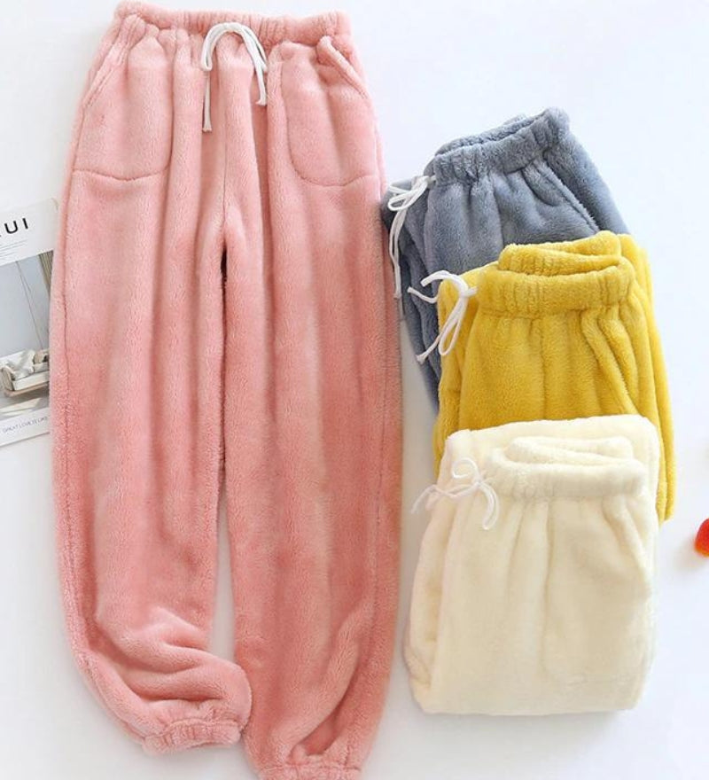 Pantalon de pyjama bleu en matière Pilou pour femme