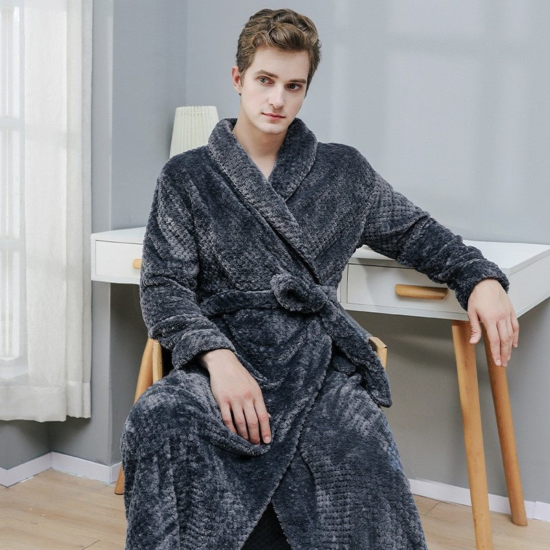 Peignoir gris pour homme en Pilou