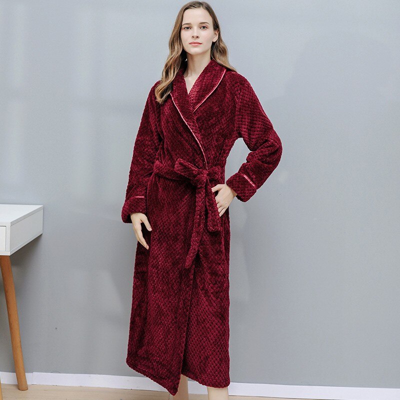 Peignoir rouge Bordeaux en Pilou femme