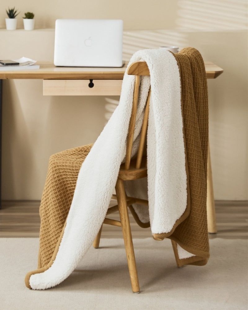 plaid fausse fourrure beige marron