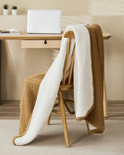 plaid fausse fourrure beige marron