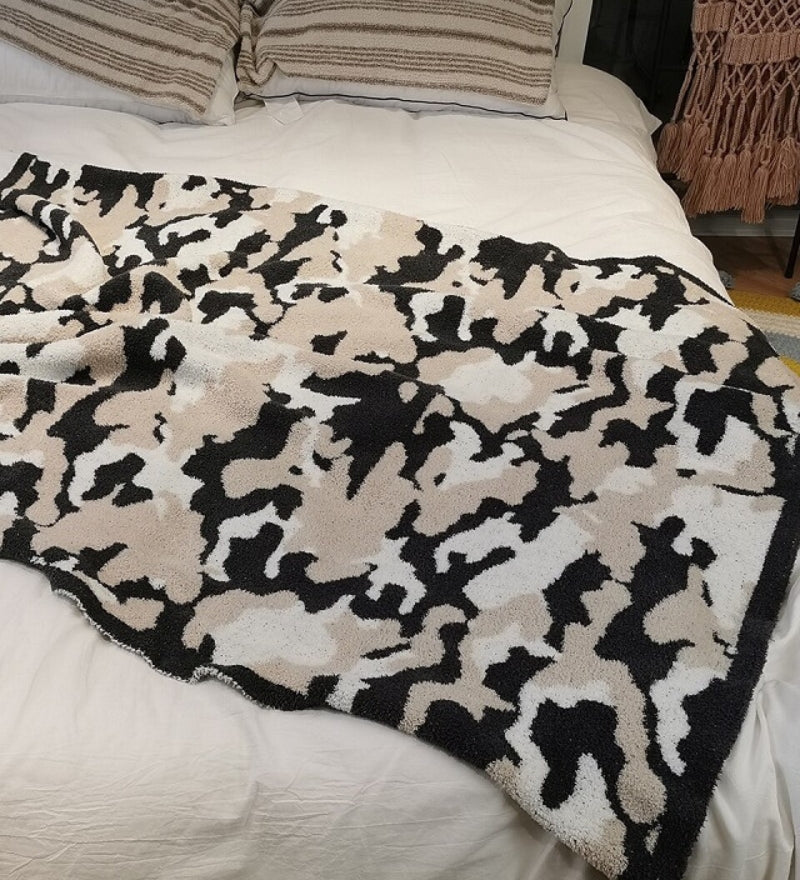 plaid fausse fourrure noir