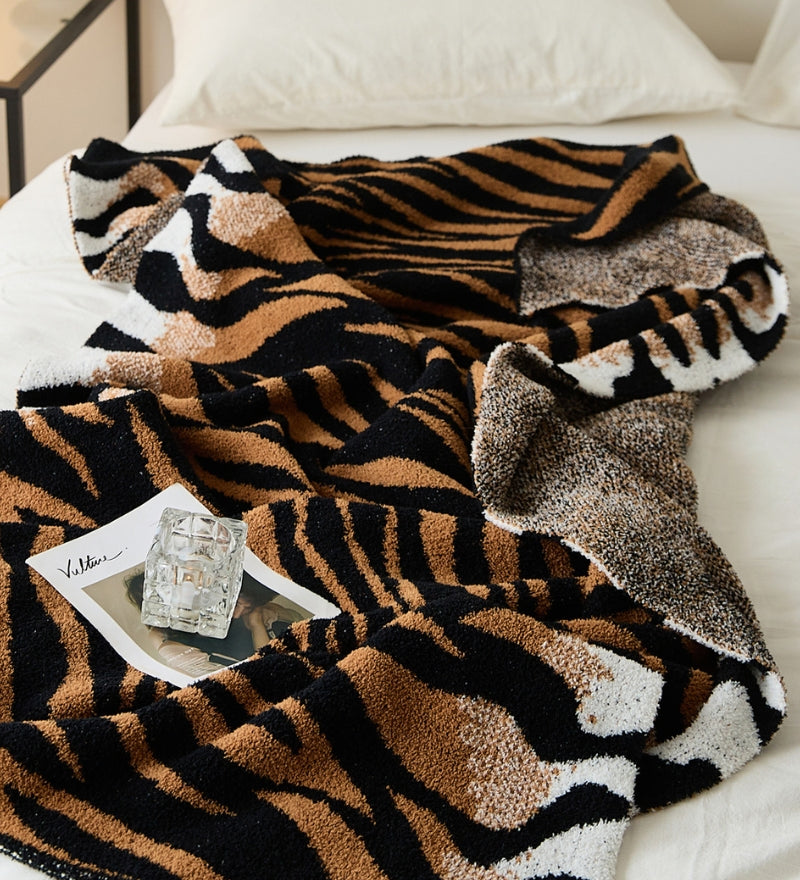 Plaid en fausse fourrure imitation tigre