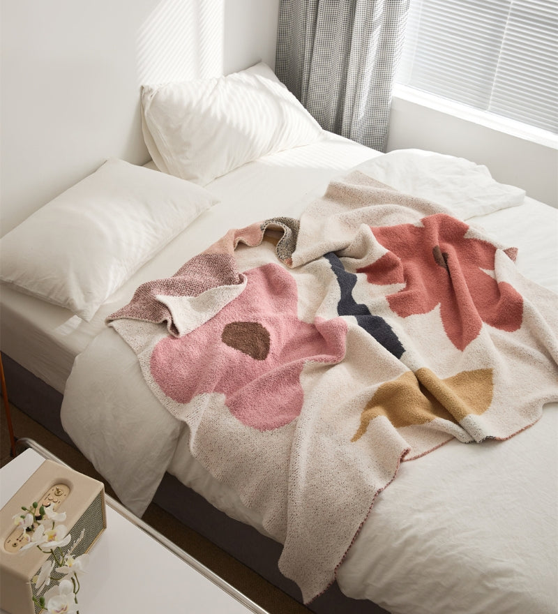 Plaid à motifs de fleurs en flanelle