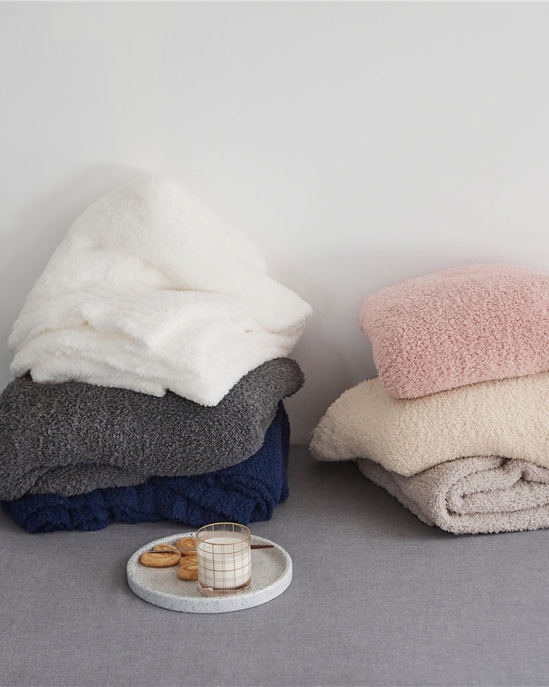 plaid blanc fausse fourrure
