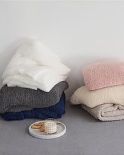 plaid blanc fausse fourrure