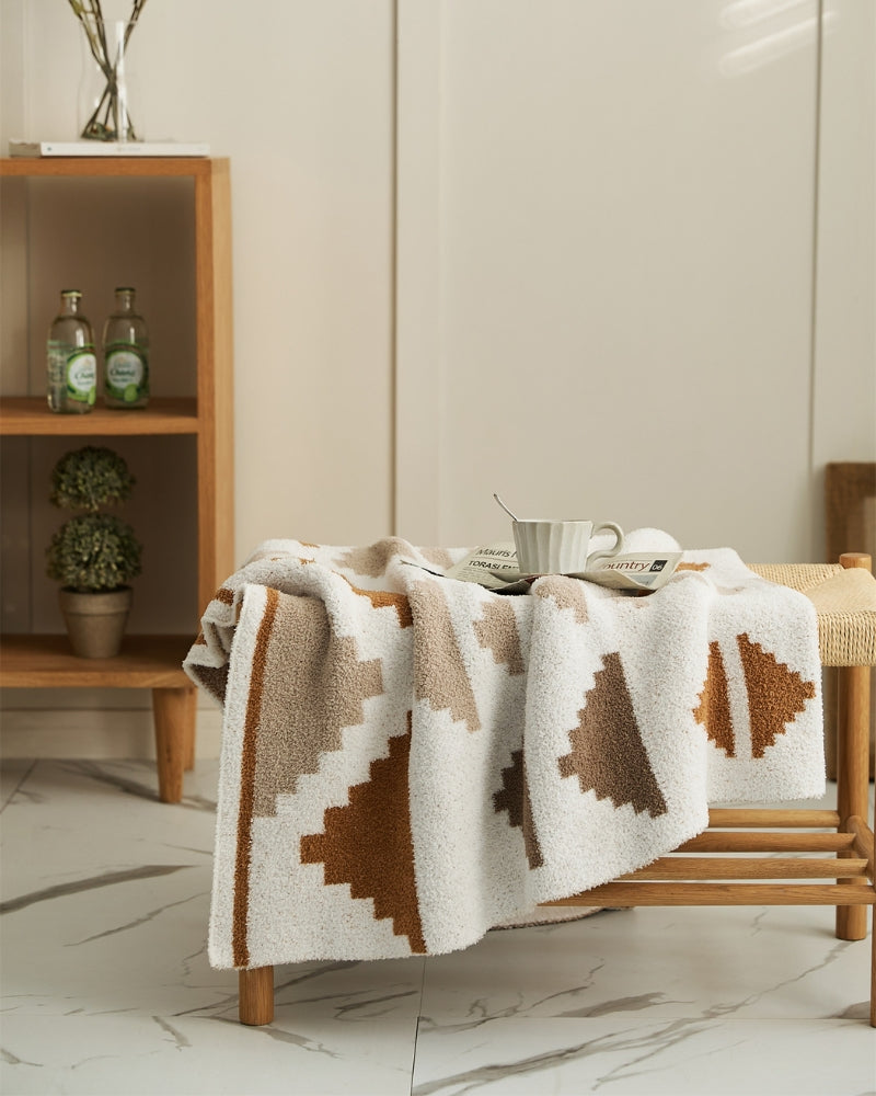 Plaid à motifs ethniques en matière polaire chaude