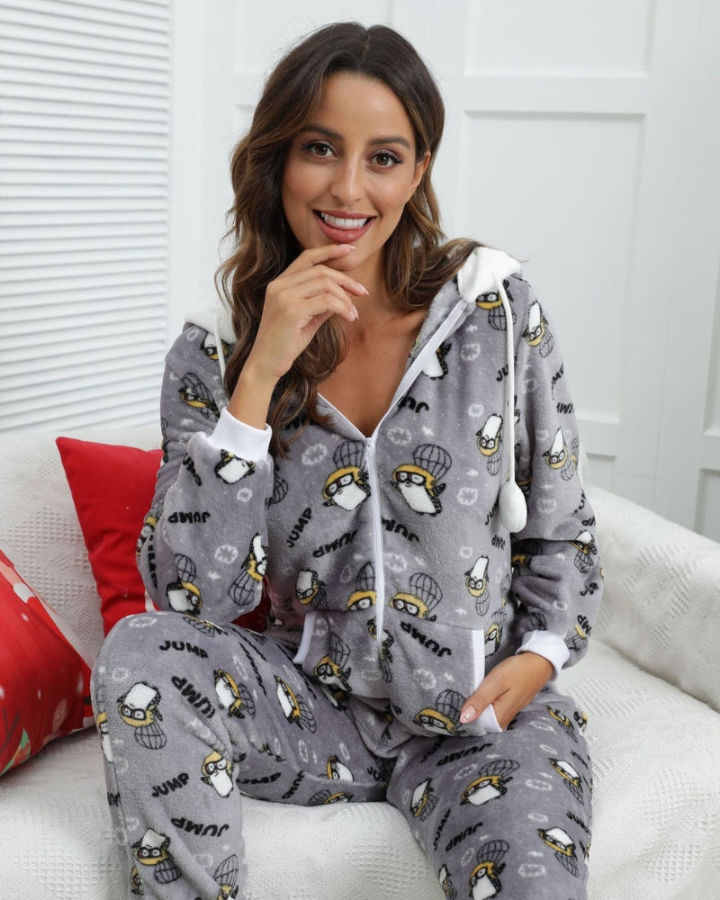 Pyjama combinaison grise avec motifs en matière Pilou Pilou