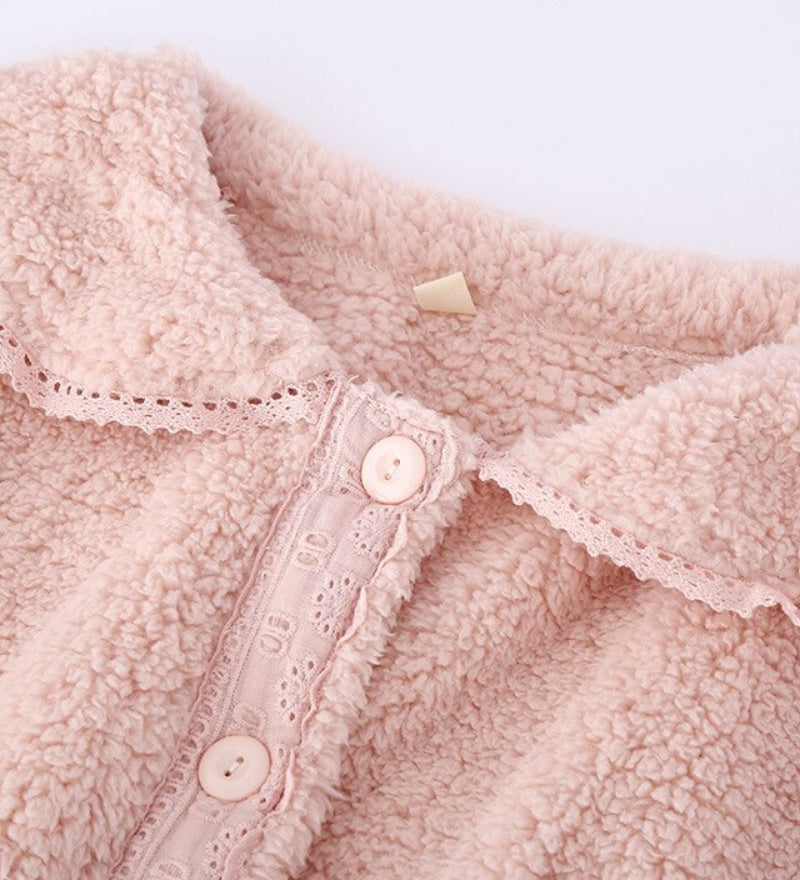 Pyjama rose en matière flanelle