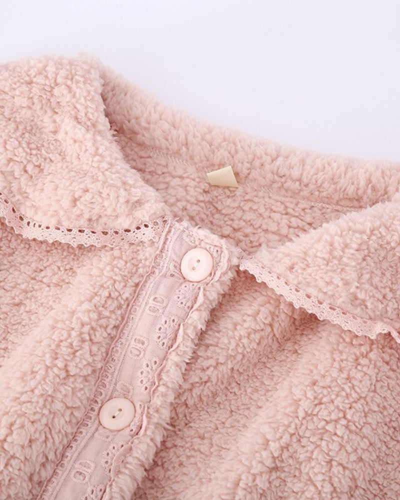 Pyjama rose en matière flanelle