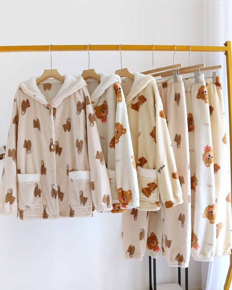 Pyjama en matière polaire avec motifs de petits ours