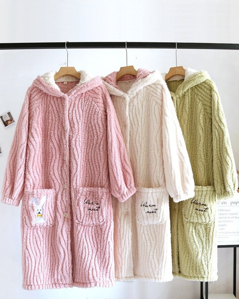 Robe de chambre verte en fourrure de Pilou