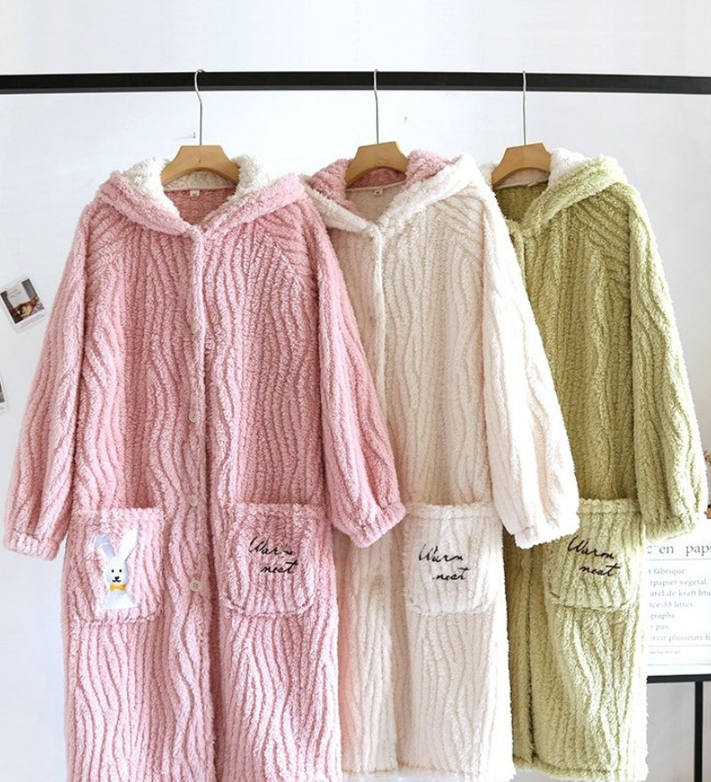 Robe de chambre verte en fourrure de Pilou