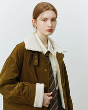 Veste avec col en matière mouton synthétique pour femme