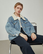 Veste en jean avec intérieur et col molletonné