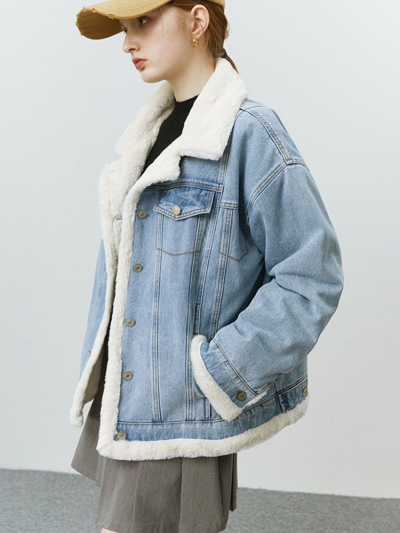 Col Fourrure Femme Veste En Jeans Avec Moumoute Col Fourrure